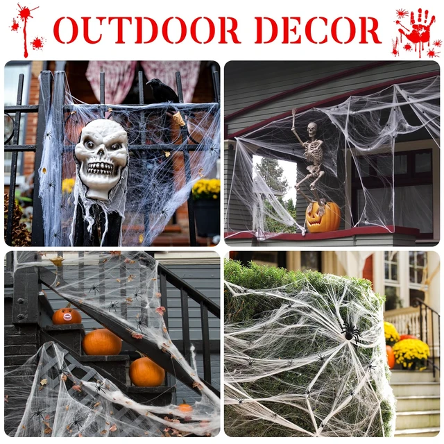 Alt view image 5 of 6 - 1400 sqft Halloween Spider Webs Decorations + 150 Extra Fake Spiders