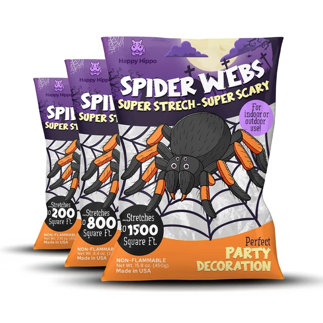 Alt view image 5 of 6 - Halloween Spider Web Decoration, 800 Sqare Feet & Plastic Spiders, Halloween Party Supplies, Spider Webs (Large, 800 Sq Feet)