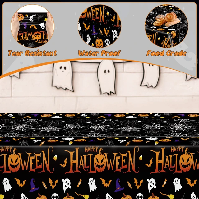 Alt view image 3 of 7 - 4 Pack Halloween Tablecloth 54 x 108 Inch Pumpkin Spider Web Table Cover