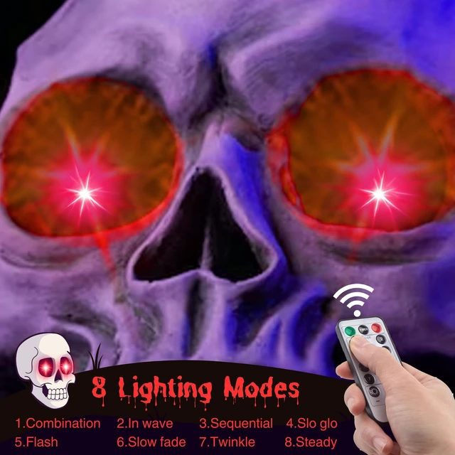 Alt view image 4 of 7 - 4 Pack Halloween Decoration LED Glowing Light Up Skulls Eyes, Horror DIY Glowing Eyes Lights Battery Operated for Halloween Decoration Masks, Skulls, Pumpkin, Spider, Tombstone Props (Red)