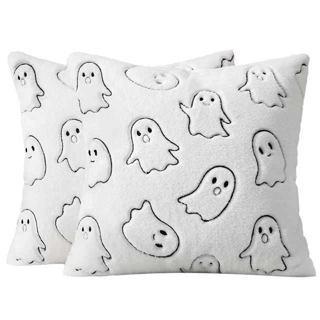 Alt view image 4 of 6 - MIULEE Faux Rabbit Fur Halloween Ghost Pillow Covers White 18x18