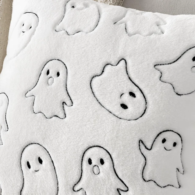 Alt view image 5 of 6 - MIULEE Faux Rabbit Fur Halloween Ghost Pillow Covers White 18x18