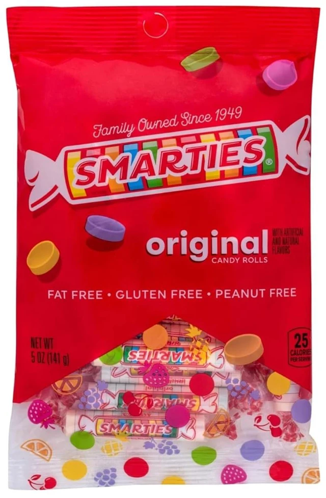 Main image of Smarties Candy Bulk Rolls Original Flavor - Vegan & Gluten Free Candy - Classic Sweetness From Family Owned Company Since 1949, Peanut Free & Dairy Free - Perfect Halloween Candy - 5oz Bag (Pack of 1)