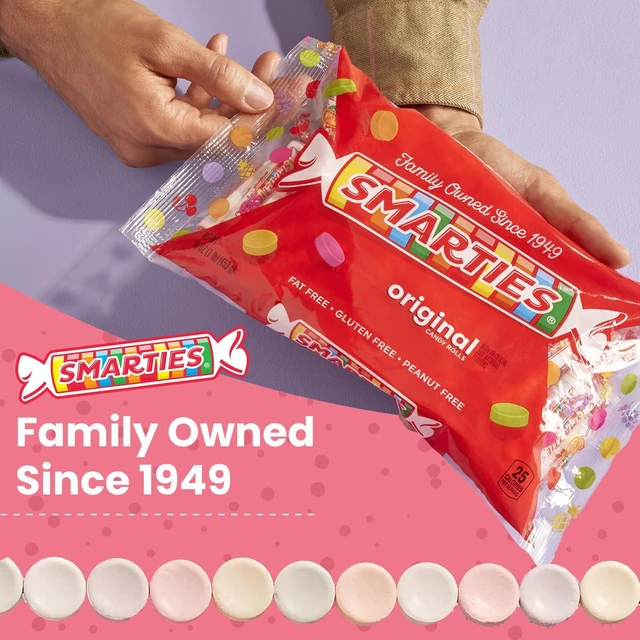 Alt view image 3 of 7 - Smarties Candy Bulk Rolls Original Flavor - Vegan & Gluten Free Candy - Classic Sweetness From Family Owned Company Since 1949, Peanut Free & Dairy Free - Perfect Halloween Candy - 5oz Bag (Pack of 1)