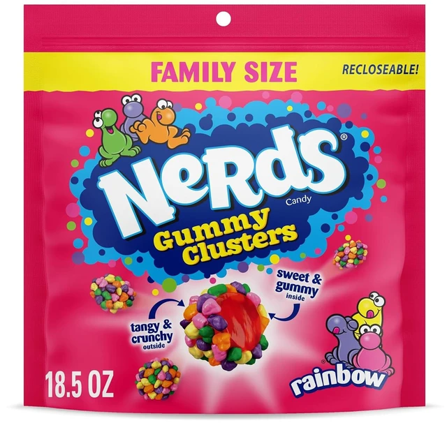 Main image of NERDS Gummy Clusters Rainbow Candy, Crunchy & Gummy, 18.5 oz