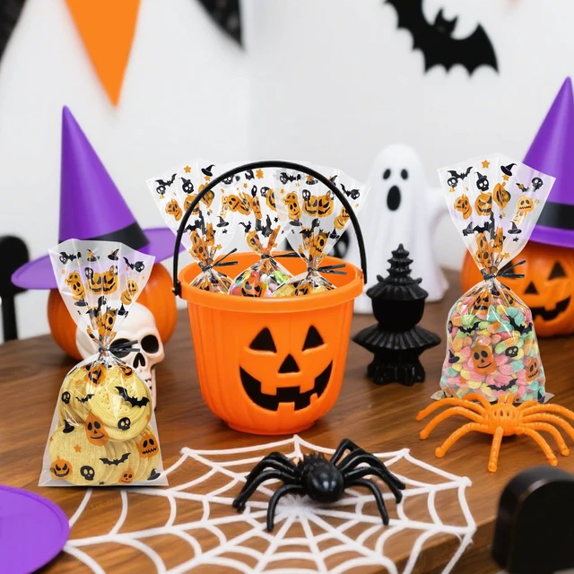 Alt view image 5 of 6 - Morepack Halloween Cellophane Treat Bags 5x11 In 120 Pcs Clear Candy Bags