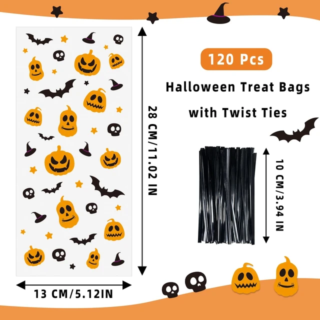 Alt view image 2 of 6 - Morepack Halloween Cellophane Treat Bags 5x11 In 120 Pcs Clear Candy Bags