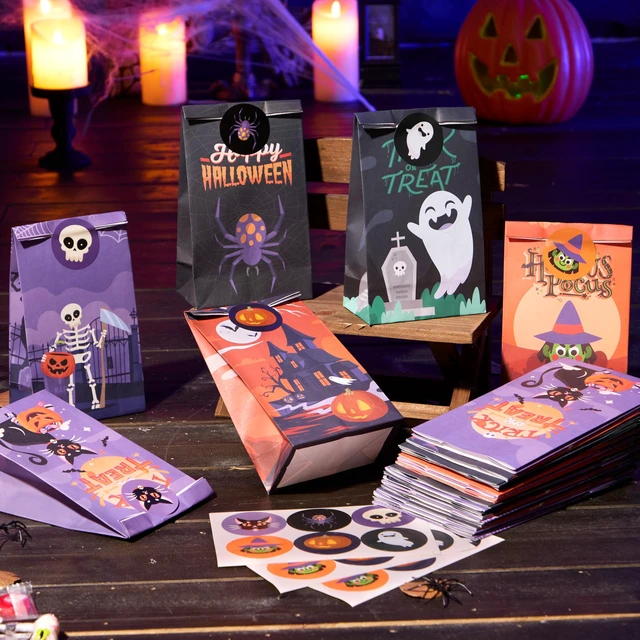 Alt view image 4 of 7 - JOYIN 24 PCS Halloween Treat Bags with Stickers, Candy and Goodie Bags for Halloween Party Favors Supplies, Trick or Treat Bag for Kids, Students Classroom Exchange Game Prize