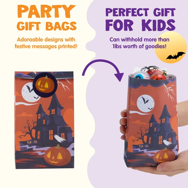 Alt view image 2 of 7 - JOYIN 24 PCS Halloween Treat Bags with Stickers, Candy and Goodie Bags for Halloween Party Favors Supplies, Trick or Treat Bag for Kids, Students Classroom Exchange Game Prize
