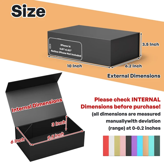 Alt view image 5 of 6 - Black Gift Box, 9.5x6x3'' Gift Boxes with Lids for Presents