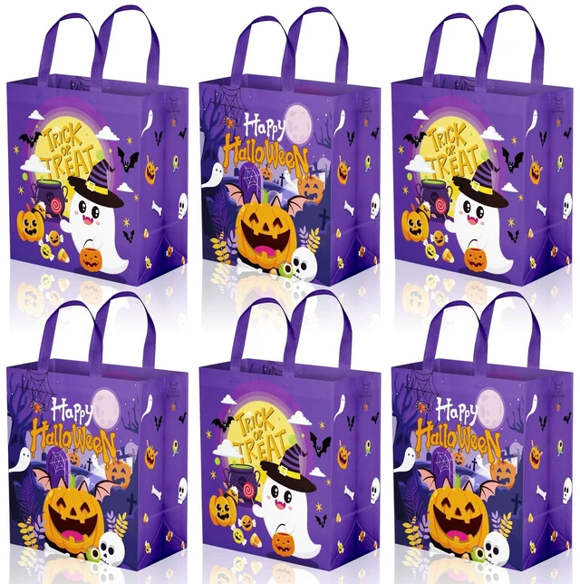 Main image of 6 Pcs Halloween Goodie Bags - Large Happy Hallowen Party Favor Bag, Cute Non-Woven Tote Goody Candy Gift Bags with Handles for Halloween Themed Trick or Treat Party Favors Supplies