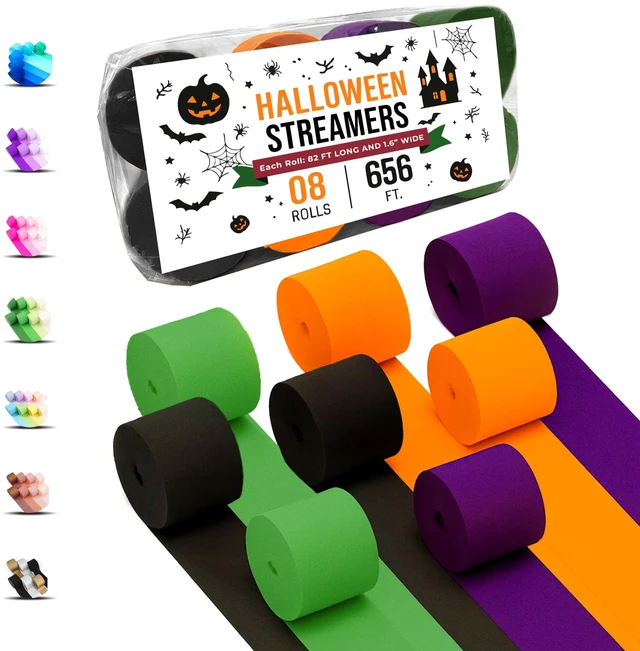 Main image of 8 Halloween Streamers, 656ft Pack of Crepe Paper Party Decorations