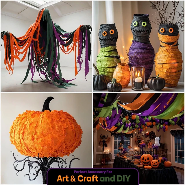 Alt view image 4 of 7 - 8 Halloween Streamers, 656ft Pack of Crepe Paper Party Decorations