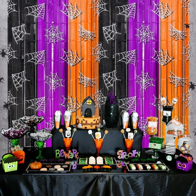 Alt view image 2 of 6 - Mega-L Halloween Party Decorations, 2 Pack Halloween Foil Fringe Curtains
