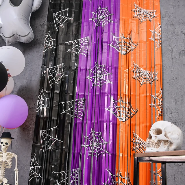 Alt view image 3 of 6 - Mega-L Halloween Party Decorations, 2 Pack Halloween Foil Fringe Curtains