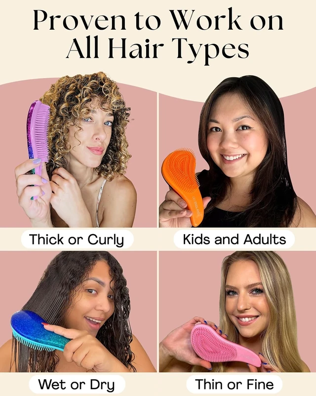 Alt view image 2 of 6 - Lily England Detangling Comb & Brush Set for Girls, Tail & Wide Tooth Comb