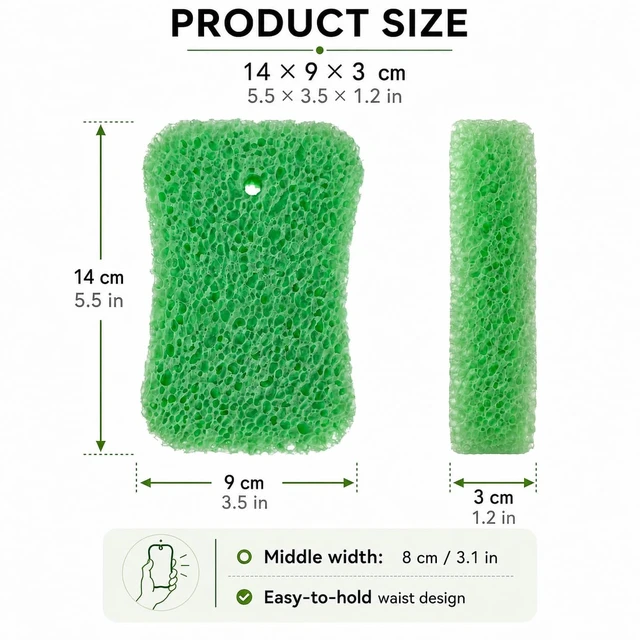 Alt view image 2 of 4 - Textured Exfoliating Bath Sponge 3 Pack, Foam Body Sponge for Shower, Rich Lather, Easy-Rinse, Durable Shower Scrubber for Women and Men, 5.5 x 3.5 x 1.2 in