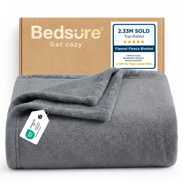 Main image of Bedsure Soft Fleece Throw Bed Blanket for Couch Grey - Lightweight Fuzzy Cozy Halloween Decorations Blankets and Throws for Sofa, Couch, Travel, Camping, 50x60 inches