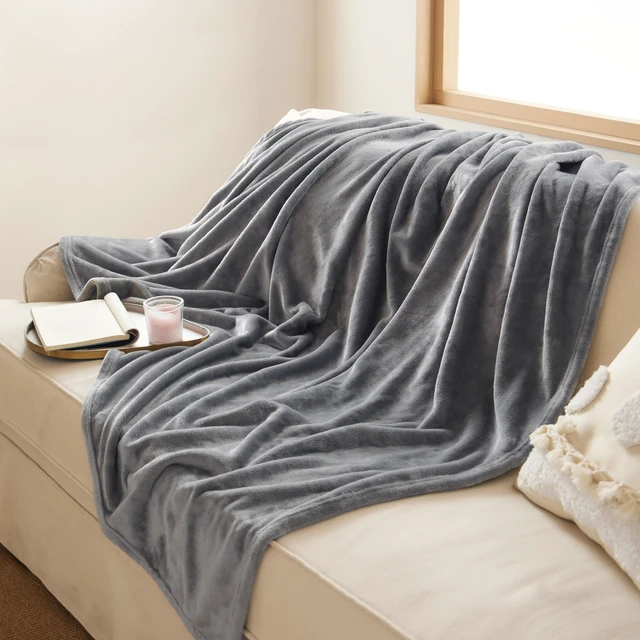 Alt view image 2 of 6 - Bedsure Soft Fleece Throw Bed Blanket for Couch Grey - Lightweight Fuzzy Cozy Halloween Decorations Blankets and Throws for Sofa, Couch, Travel, Camping, 50x60 inches