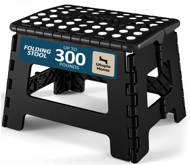 Main image of Utopia Home Folding Step Stool 9 Inch, Anti-Slip, Black, 1-Pack
