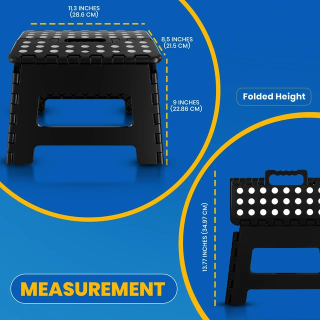 Alt view image 4 of 6 - Utopia Home Folding Step Stool 9 Inch, Anti-Slip, Black, 1-Pack