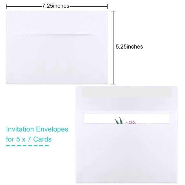 Alt view image 2 of 7 - 50 Packs 5x7 Envelopes, White A7 5x7 Envelopes for Invitations, Printable, Self Seal for Weddings, Photos, Postcards, Greeting Cards, Mailing