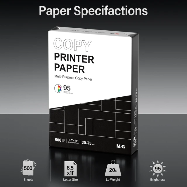 Alt view image 2 of 7 - M&G Multipurpose Copy Printer Paper, 8.5 x 11, 20lb, 1 Ream (500 Sheets), 95 Bright, White