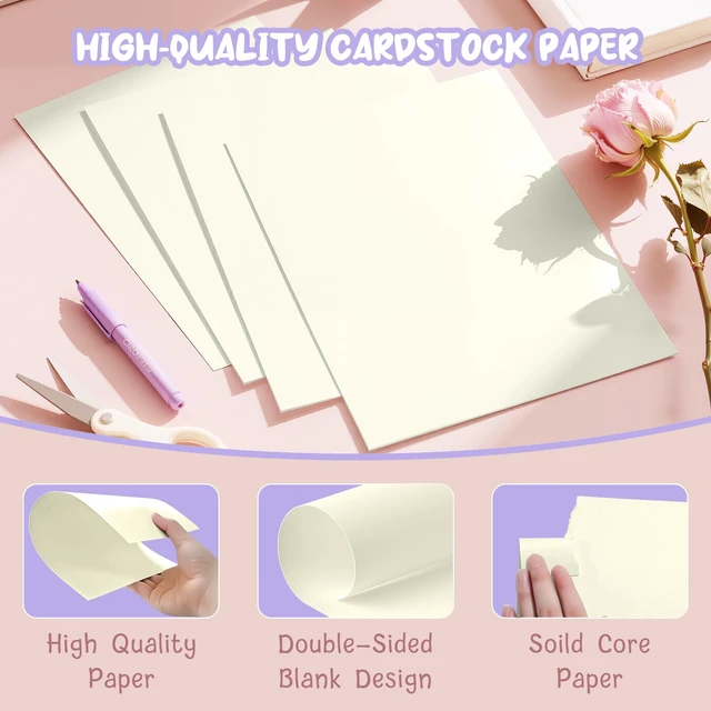 Alt view image 3 of 6 - 40 Sheets Cream Cardstock Paper 8.5 x 11, Ivory Cardstock Printer Paper