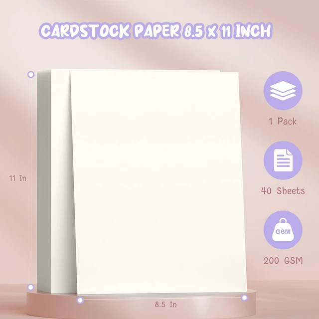 Alt view image 2 of 6 - 40 Sheets Cream Cardstock Paper 8.5 x 11, Ivory Cardstock Printer Paper