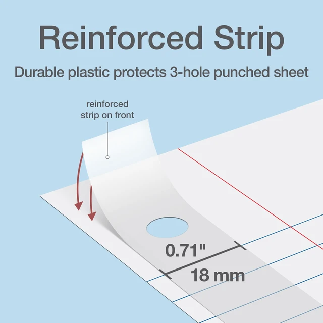 Alt view image 5 of 6 - Oxford Reinforced Lined Loose Leaf Notebook Paper, College Rule, 100 Sheets