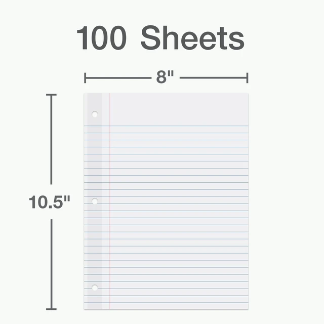 Alt view image 2 of 6 - Oxford Reinforced Lined Loose Leaf Notebook Paper, College Rule, 100 Sheets