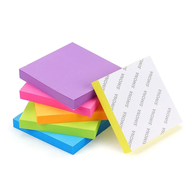 Alt view image 6 of 7 - SIMONA Sticky Notes 3x3 Inch, Sticky Pads 6 Bright Colors, 600 Sheets