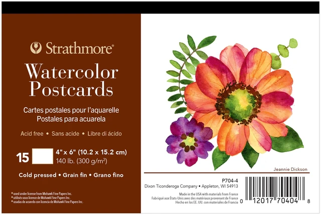 Main image of Strathmore Watercolor Postcard Pad, 4x6 inches, 15 Pack - Custom Greeting Cards for Weddings, Events, Birthdays