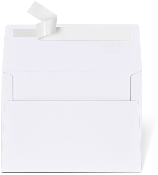 Main image of AZAZA 5x7 Envelopes for Invitations, 50-Pack White A7 Envelopes, Self-Seal