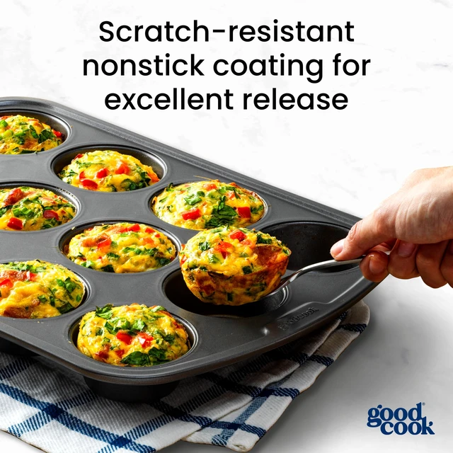 Alt view image 5 of 6 - GoodCook Everyday Nonstick Steel Muffin Pan, 12 cup, Gray