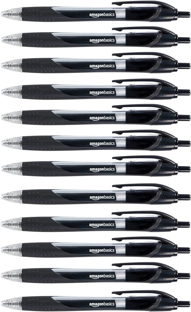 Main image of Amazon Basics Retractable Gel Ink Pens for Note-Taking and Office Writing, Fine Point 0.7mm, Smooth Writing, Black, 12-Pack