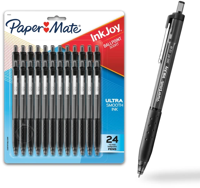 Main image of Paper Mate InkJoy 300RT Retractable Ballpoint Pens, Medium Point (1.0mm), Black, 24 Count