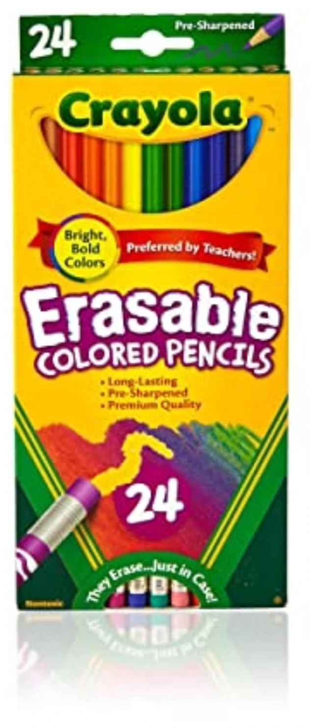 Main image of Crayola Erasable Colored Pencils for Kids, 24ct Drawing Coloring Pencils