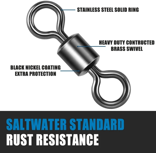 Alt view image 4 of 6 - Dr.Fish Barrel Fishing Swivels, Available from #12-#12/0, Stainless Swivels Fishing Tackle Saltwater, Freshwater, Leader/Line/Lure Connector