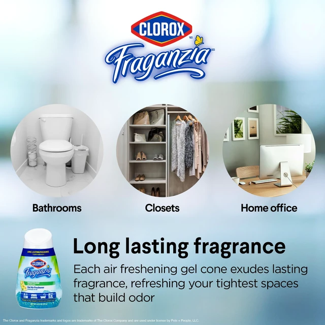 Alt view image 4 of 7 - Clorox Fraganzia - Bathroom Air Freshener, Gel Cone, Island Orchid, 6 oz