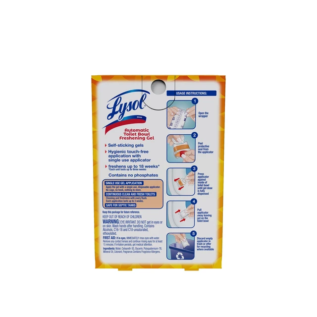 Alt view image 5 of 7 - Lysol Click Gel Toilet Bowl Cleaner, Gel Stamp, Mango, 6 Count
