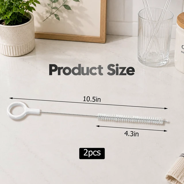 Alt view image 2 of 7 - AONEZ Straw Cleaner Brush with White Hanging Loop, 2 Pack