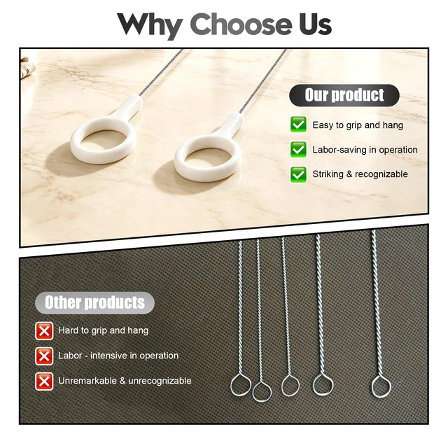 Alt view image 3 of 7 - AONEZ Straw Cleaner Brush with White Hanging Loop, 2 Pack