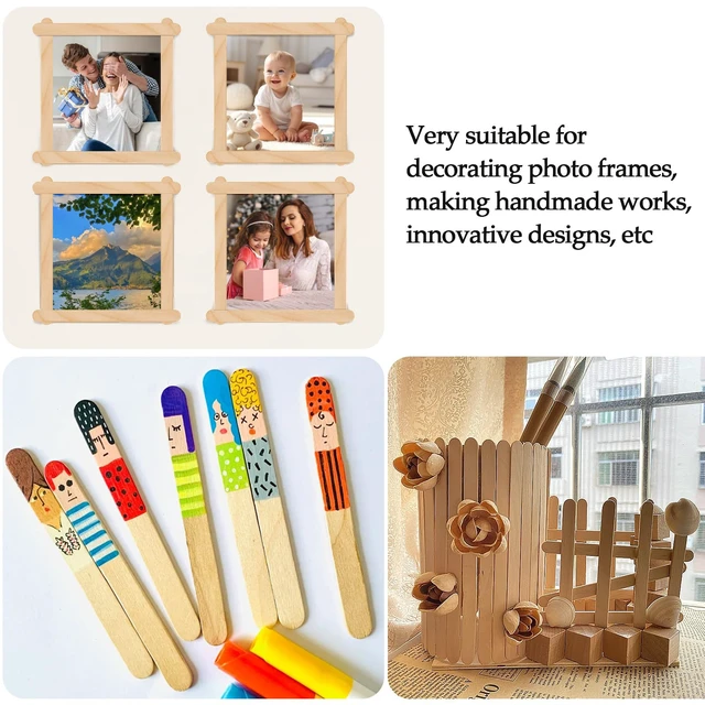 Alt view image 2 of 7 - KTOJOY 200 Pcs Craft Sticks Ice Cream Sticks Natural Wood Popsicle Craft Sticks 4.5 inch Length Treat Sticks Ice Pop Sticks for DIY Crafts
