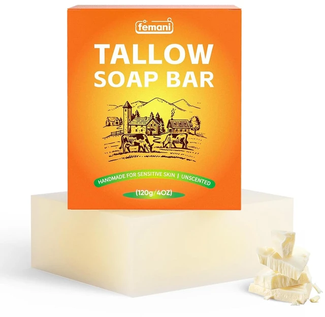 Main image of Beef Tallow Soap Bar - Natural and Organic Grass Fed Tallow Soap Unscented