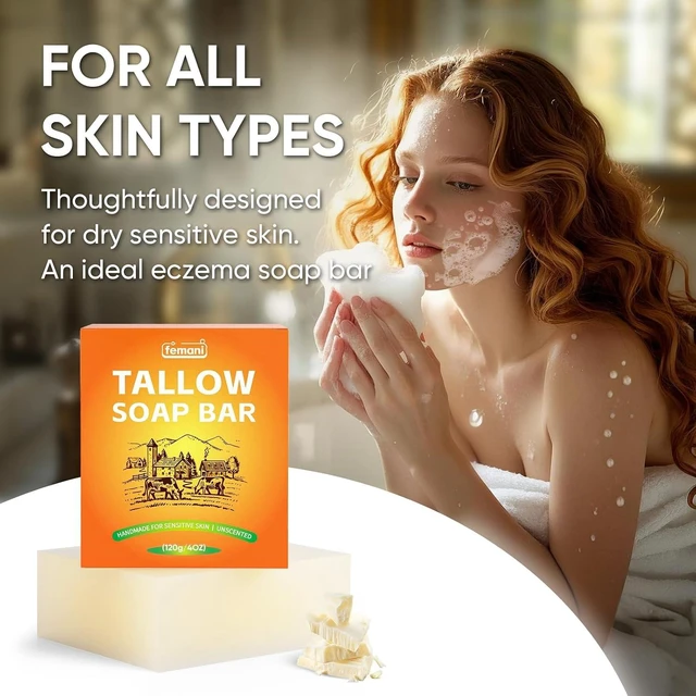 Alt view image 7 of 7 - Beef Tallow Soap Bar - Natural and Organic Grass Fed Tallow Soap Unscented