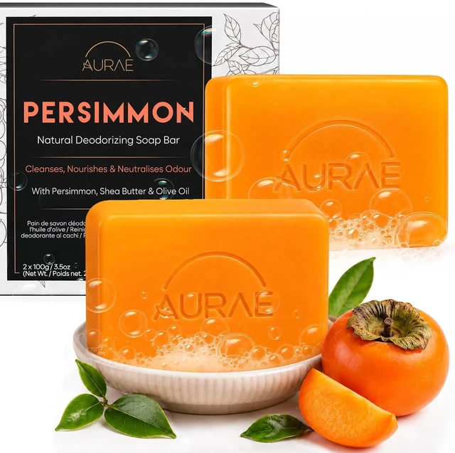 Main image of Persimmon Soap 2 Pack, Deodorizing Bar for Body Odor, with Shea Butter