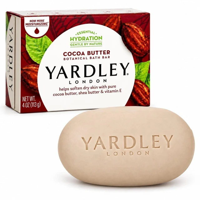Main image of Yardley London Nourishing Bath Soap Bar Cocoa Butter, Helps Soften Dry Skin with Pure Cocoa Butter, Shea Butter & Vitamin E, 4.0 oz Bath Bar, 1 Soap Bar