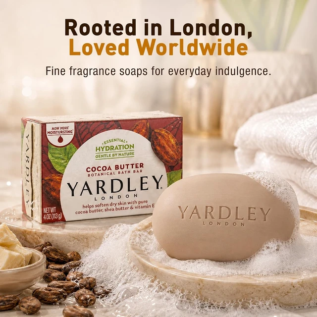 Alt view image 5 of 6 - Yardley London Nourishing Bath Soap Bar Cocoa Butter, Helps Soften Dry Skin with Pure Cocoa Butter, Shea Butter & Vitamin E, 4.0 oz Bath Bar, 1 Soap Bar