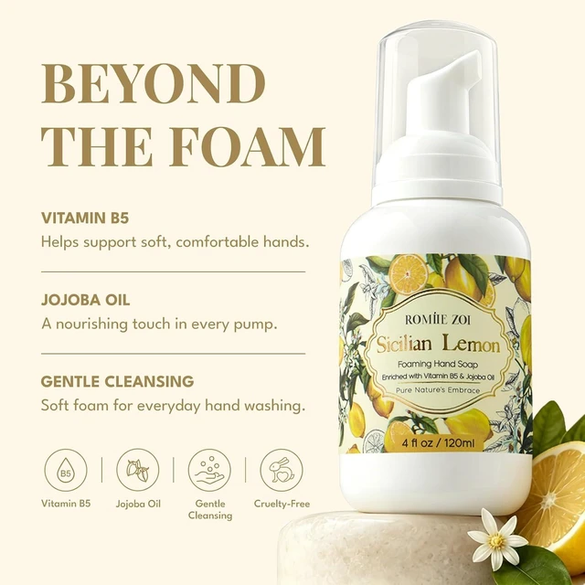 Alt view image 6 of 6 - ROMIIE ZOI Foaming Hand Soap, Sicilian Lemon Scent, 4 fl oz Travel Size